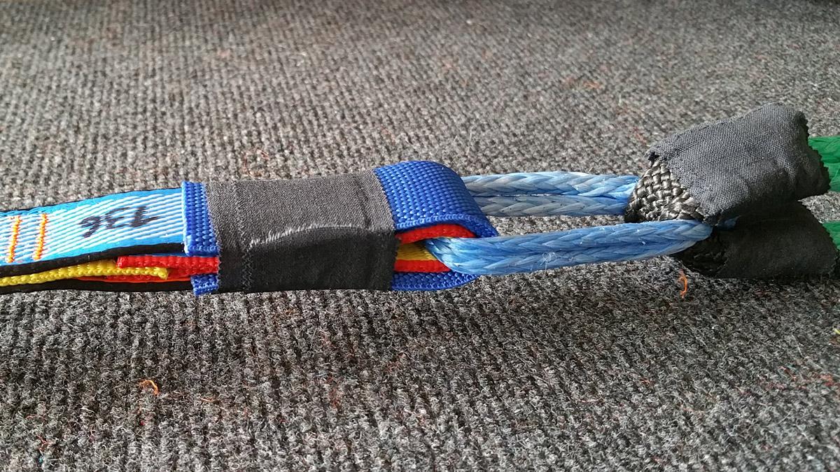 Break loads of sewn slackline loops in combination with soft shackles, Blog